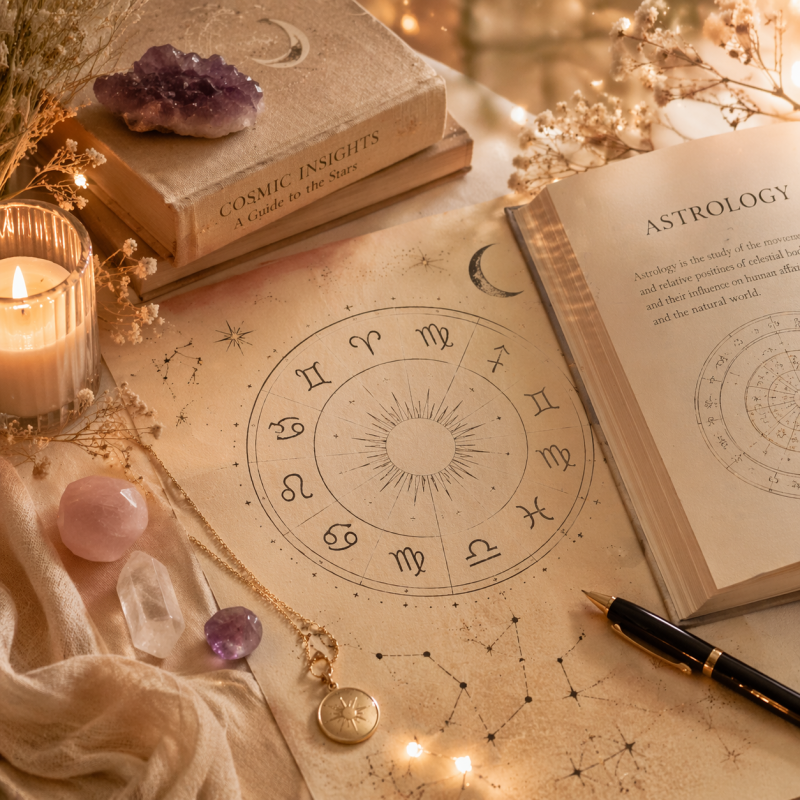 Mystical astrology study scene